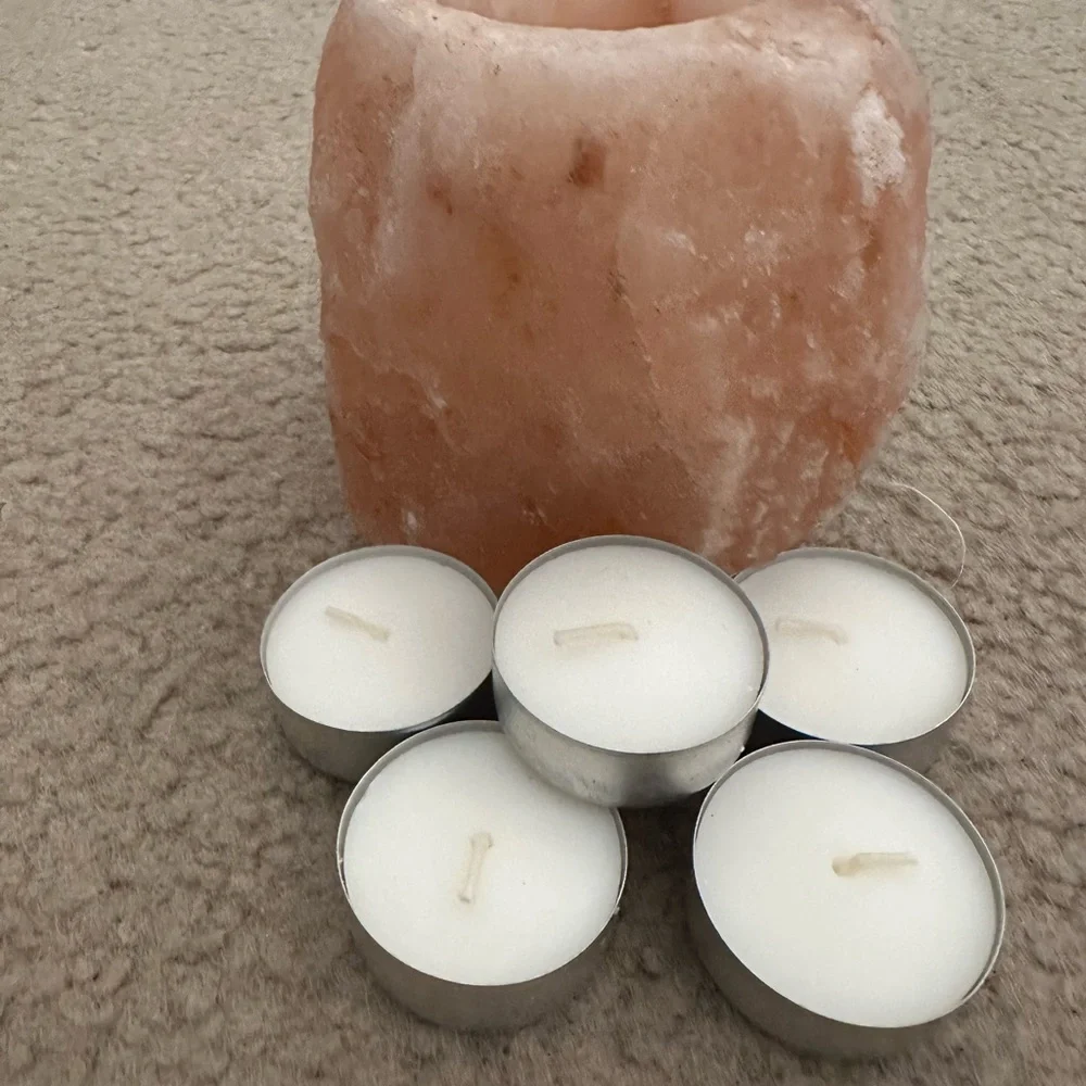 Himalayan Salt Candle Holder with 5 Tealight Candles Included - Picture 3 of 8